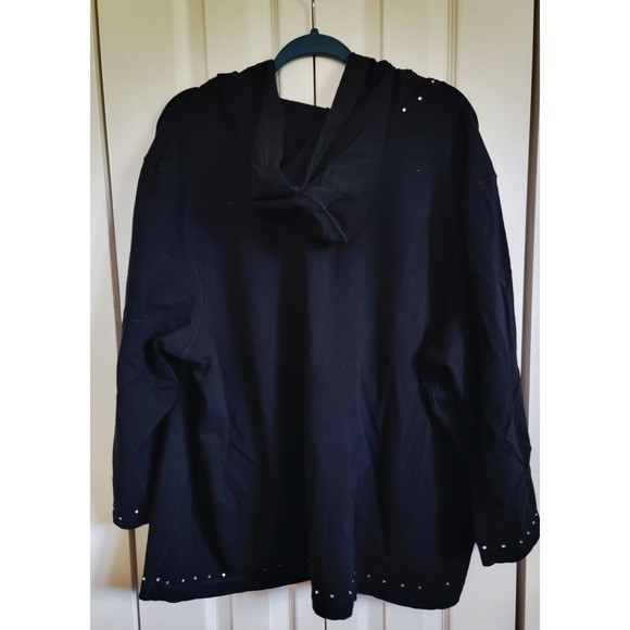 Onque Woman 3X Black Rhinestone Embellished Zip Up Hoodie‎ Plus Size - Picture 8 of 10